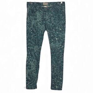Mudd Jeans Funky Y2K 90’s Peacock Feathers Teal Skinny Stretch Jeans EVC Sz 9